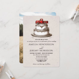 Convite de Casamento Caminhão Vintage Vermelho