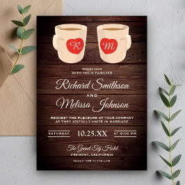 Convite de Casamento Canecas de Café Fofo Madeira
