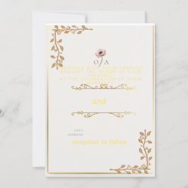 Convite de Casamento Canto Dourado Elegante | Fl S
