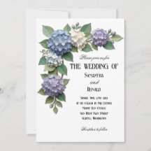 Convite de Casamento Canto Floral de Hortênsia Ele