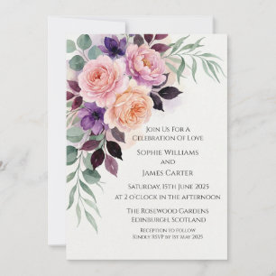 Convite de Casamento Canto Rosa Plum