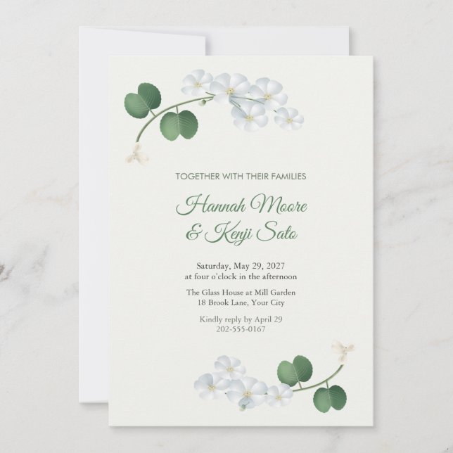 Convite de Casamento Cantos de Flor de Esqueleto (Frente)