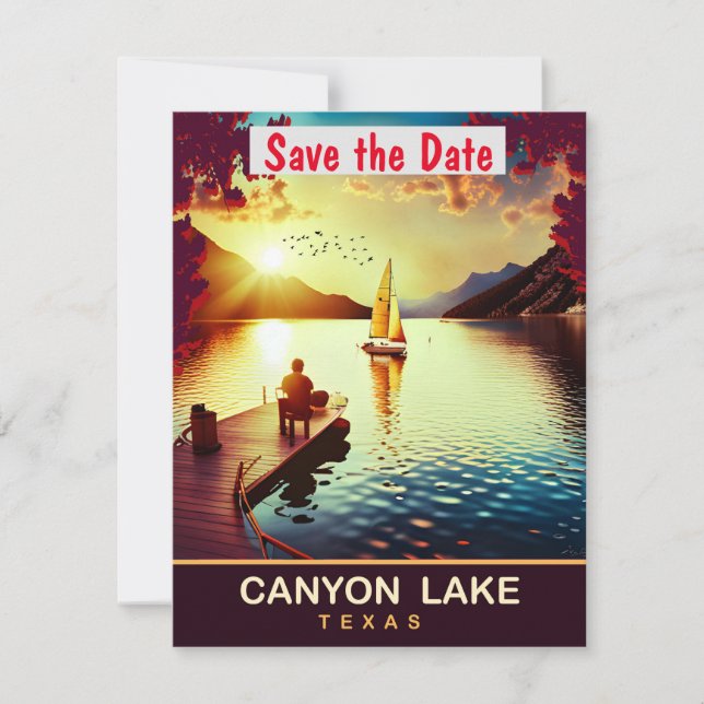 Convite de Casamento Canyon Lake Texas Sunset (Frente)