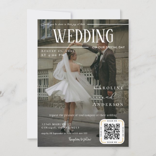 Convite de Casamento Capa de Revista (Frente)