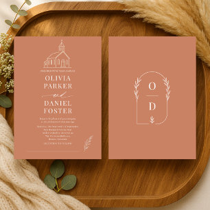 Convite de Casamento Capela Terracota Linha Arte