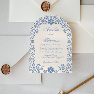 Convite de Casamento Caprichoso Azul Pó de Marfim