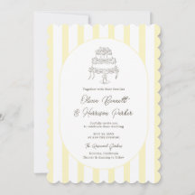 Convite de Casamento Caprichoso com Listras Amarel
