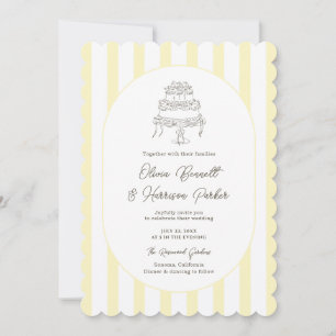 Convite de Casamento Caprichoso com Listras Amarel