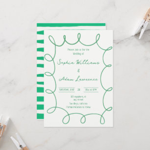 Convite de Casamento Caprichoso com Listras Finas