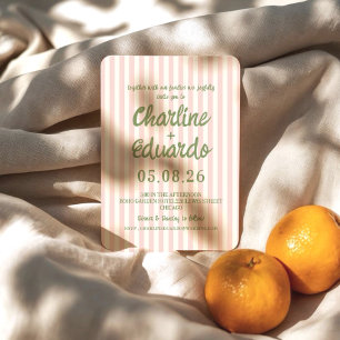 Convite de Casamento Caprichoso com Listras Rosa P