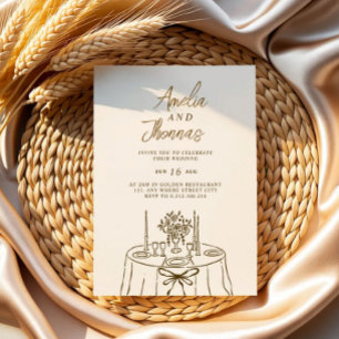 Convite de Casamento Caprichoso Refinado