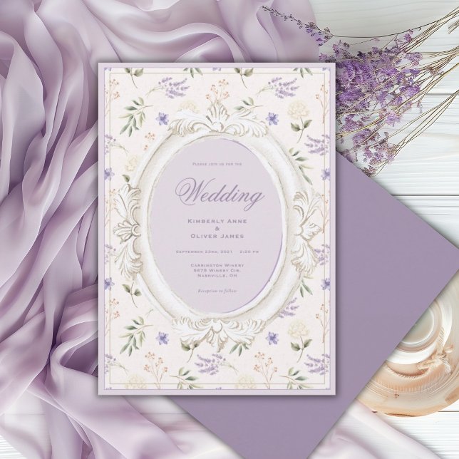 Convite de Casamento Caprichoso Vintage com Flores (Criador carregado)