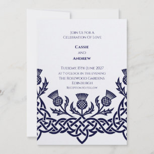 Convite de Casamento Cardo Blue Celtic