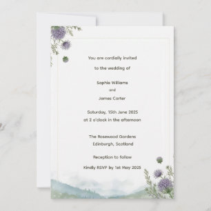 Convite de Casamento Cardo das Terras Altas Escoce