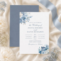 Convite de Casamento Carta Flor Silvestre Azul Des
