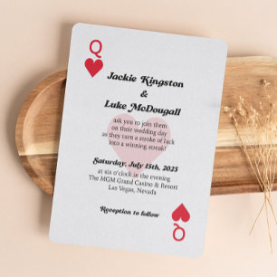 Convite de Casamento Carta Rainha de Copas Las Veg