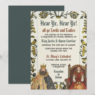 Convite de Casamento Carta Real Renascença Medieva