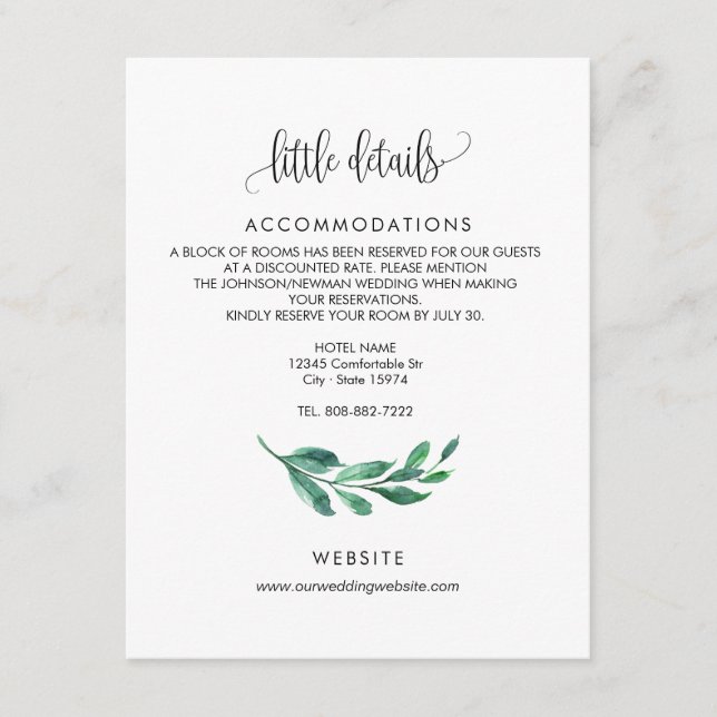 Convite de Casamento - cartão de detalhes (Frente)