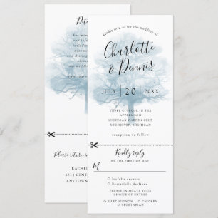 Convite de casamento carvalho azul com RSVP inclus