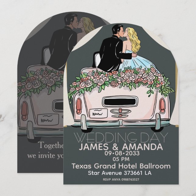 Convite de Casamento Casal Clássico Romântico (Frente/Verso)
