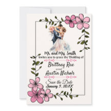 Convite de Casamento Casal Elegante Floral