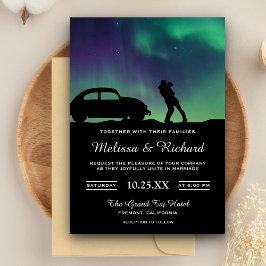Convite de Casamento Casal Galáxia Aurora Romântic