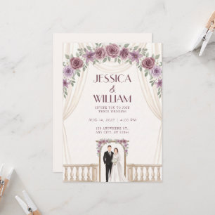 Convite de Casamento Casal Rosa Mauve