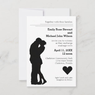 Convite de Casamento Casal Silhueta Moderna - 3x5