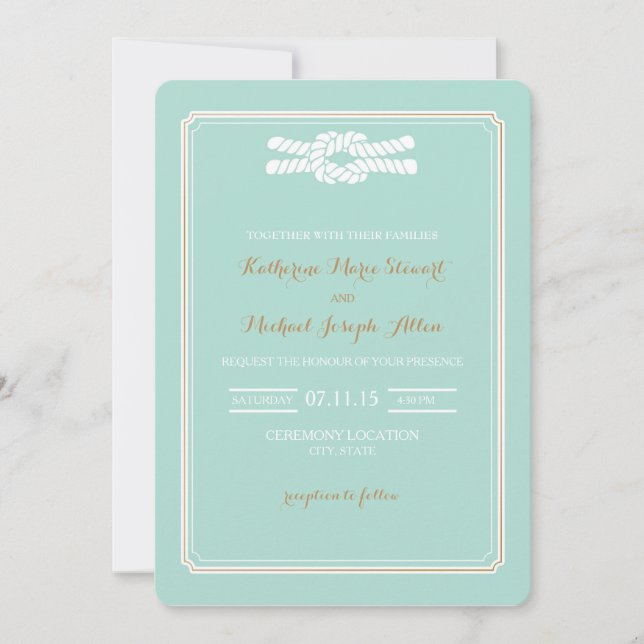 Convite de casamento| Casamento de Knot Beach Glam (Frente)