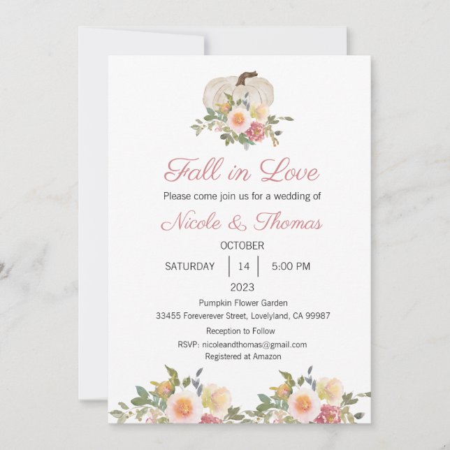 Convite de Casamento, Casar no Outono (Frente)