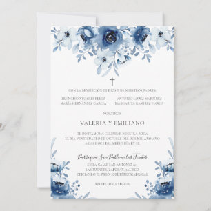 Convite de Casamento Católico Azul-Marinho Wedding