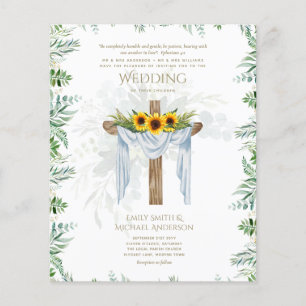 Convite de Casamento CATÓLICO Girassóis Cruz