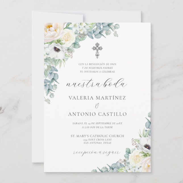 Convite de Casamento Católico Kristen (Frente)