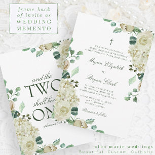 Convite de Casamento Católico Megan Elegant Greene