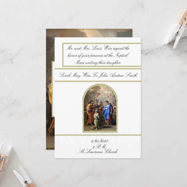 Convite de Casamento Católico Tradicional Maria (Frente/Verso In Situ)