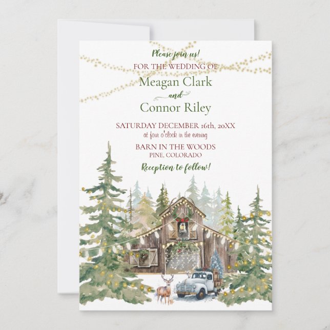 Convite de Casamento Celebração de Inverno Celebra (Frente)