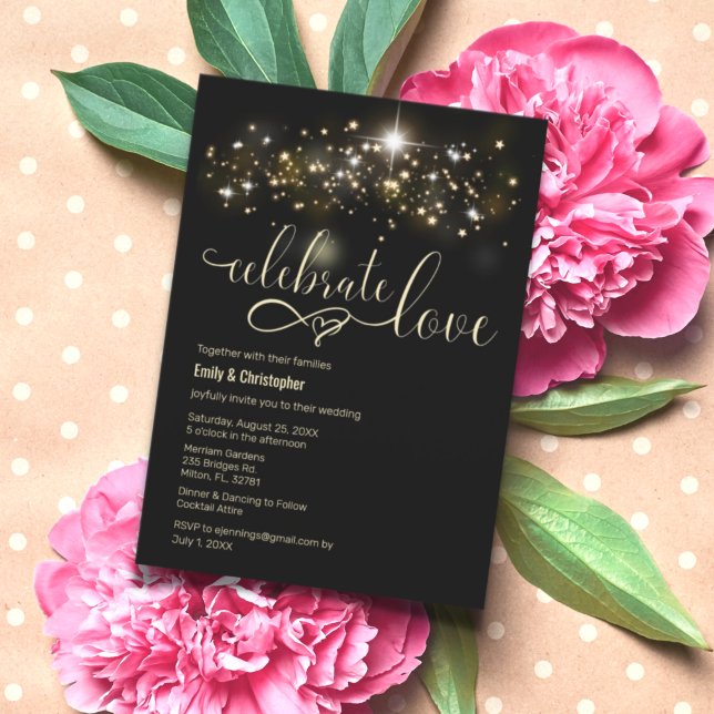 Convite de Casamento Celebre o Amor / Céu de Estre (Criador carregado)