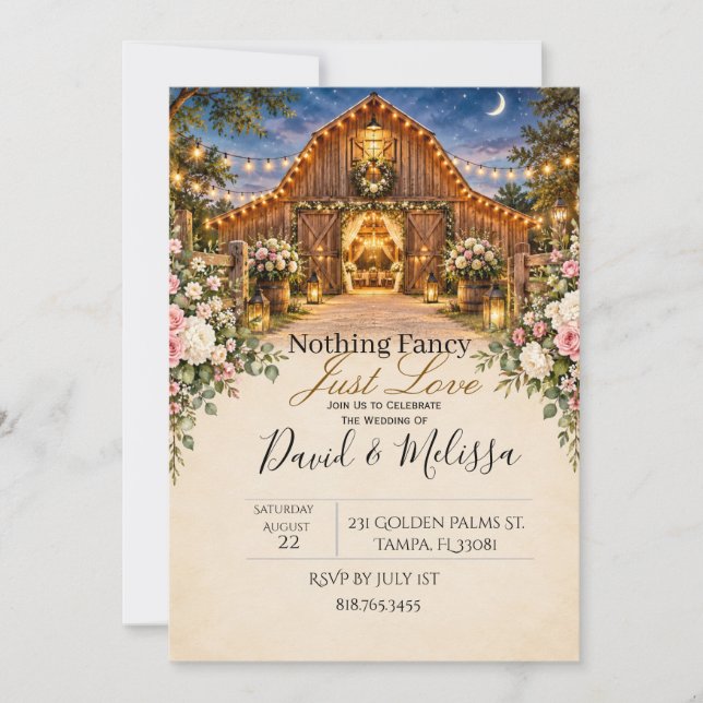 Convite de Casamento Celeiro Rústico (Frente)