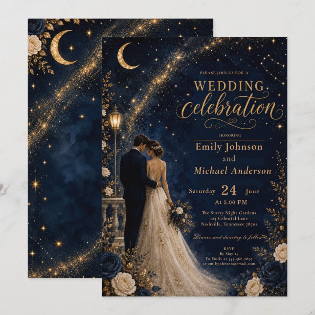 Convite de Casamento Celestial (Frente/Verso)