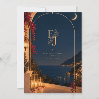 Convite de Casamento Celestial Azul Marinho e Dour