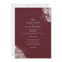Convite de Casamento Celestial Burgundy Starlight
