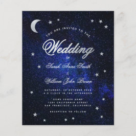 Convite de Casamento Celestial Estrelas e Lua Orça
