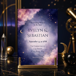 Convite de Casamento Celestial   Galáxia em Aquare