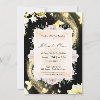 Convite de Casamento Celestial Luxuoso Estrela Noi