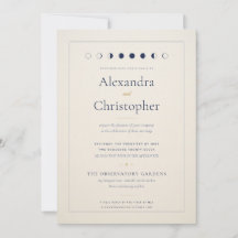 Convite de Casamento Celestial Marfim Minimalista