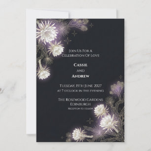 Convite de Casamento Celestial Midnight Thistle