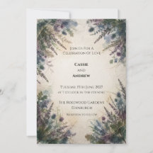 Convite de Casamento Celta de Samambaia de Cardo E