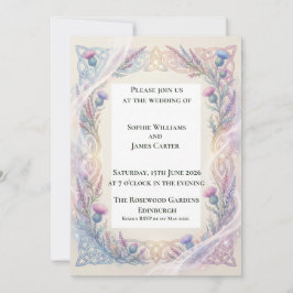 Convite de Casamento Celta Lavanda Cardo