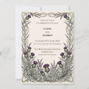 Convite de Casamento Celtic Knot Thistle