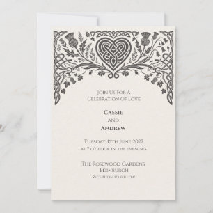 Convite de Casamento Celtic Knot Thistle